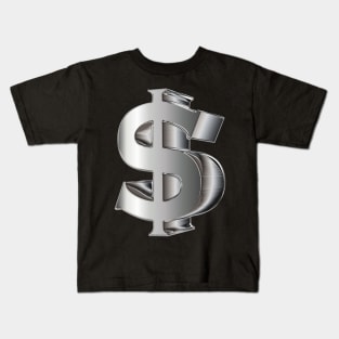 Dollarsign in 3D silver Kids T-Shirt